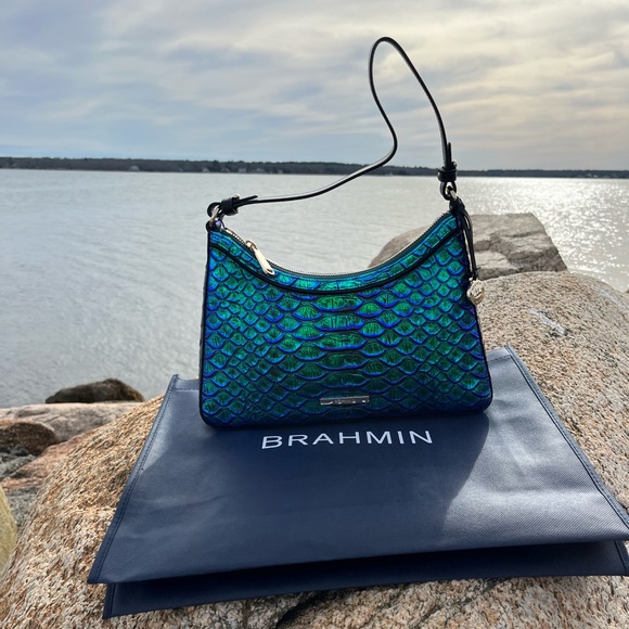 NWT Brahmin Emerald Lulia Esme Shoulder Handbag Blue Green Mermaid - Picture 6 of 13